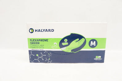 Halyard 44794 Flexaprene Green Powder-Free Exam Gloves, Size M - Box of 200